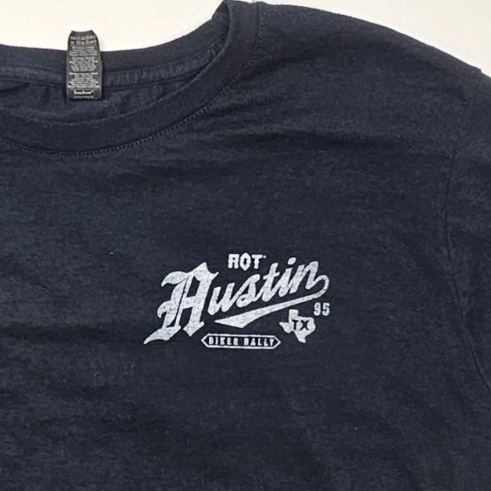 Anvil Republic of Texas ROT Austin Biker Rally T-Shirt Black Mens Large - Picture 5 of 9